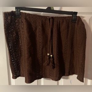 No Boundaries’ Women’s Brown Crochet Mini Cover Up Skirt! NWT! Size XL (16-18)